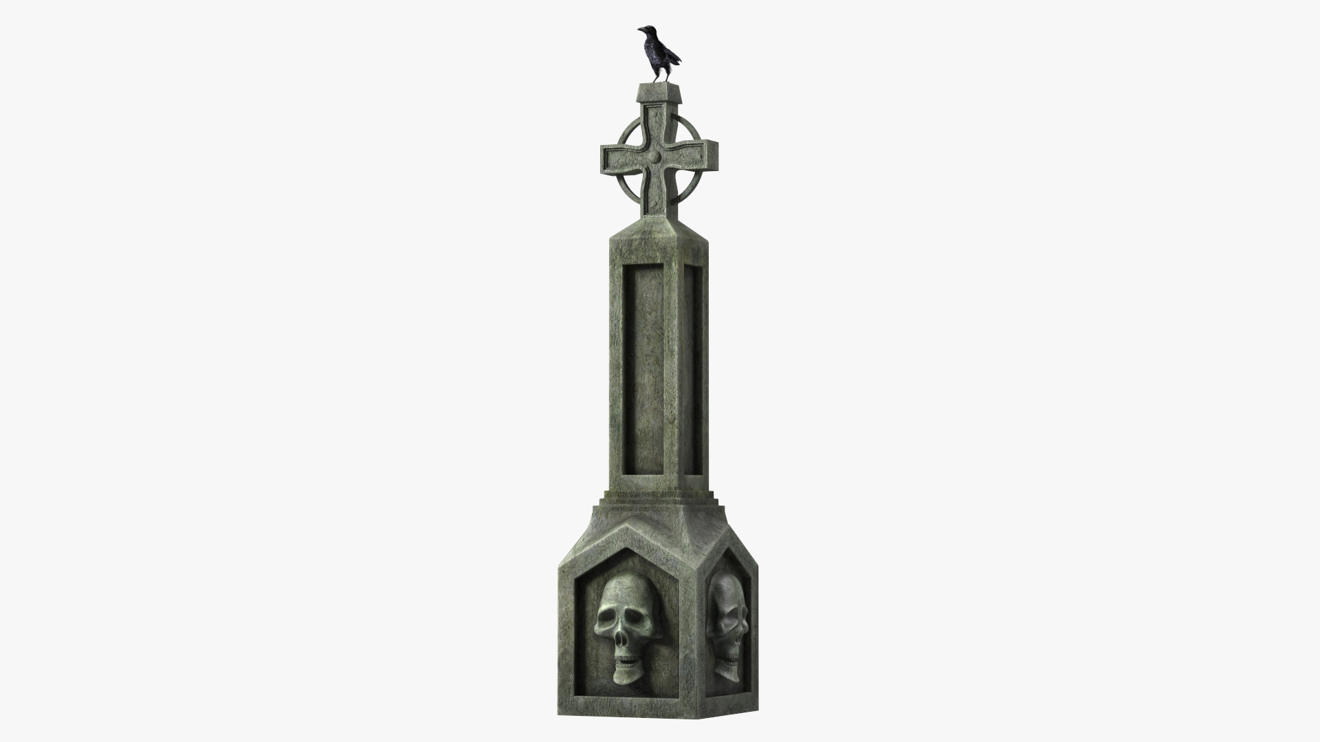 3D Raven on Halloween Tombstone model