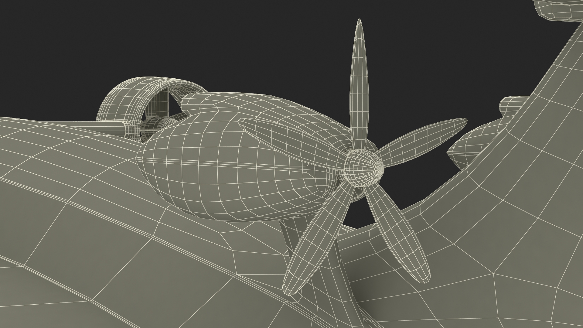 3D Flying Ship Concept Black Color