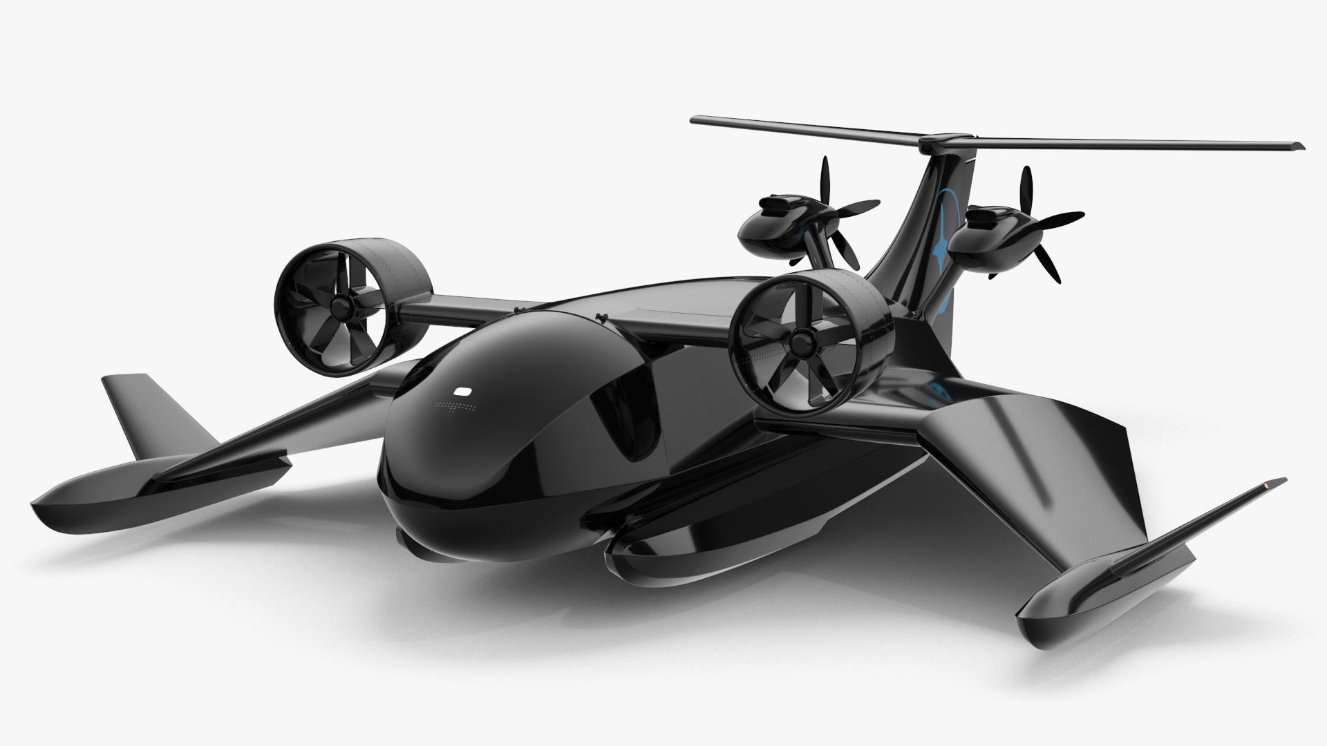 3D Flying Ship Concept Black Color