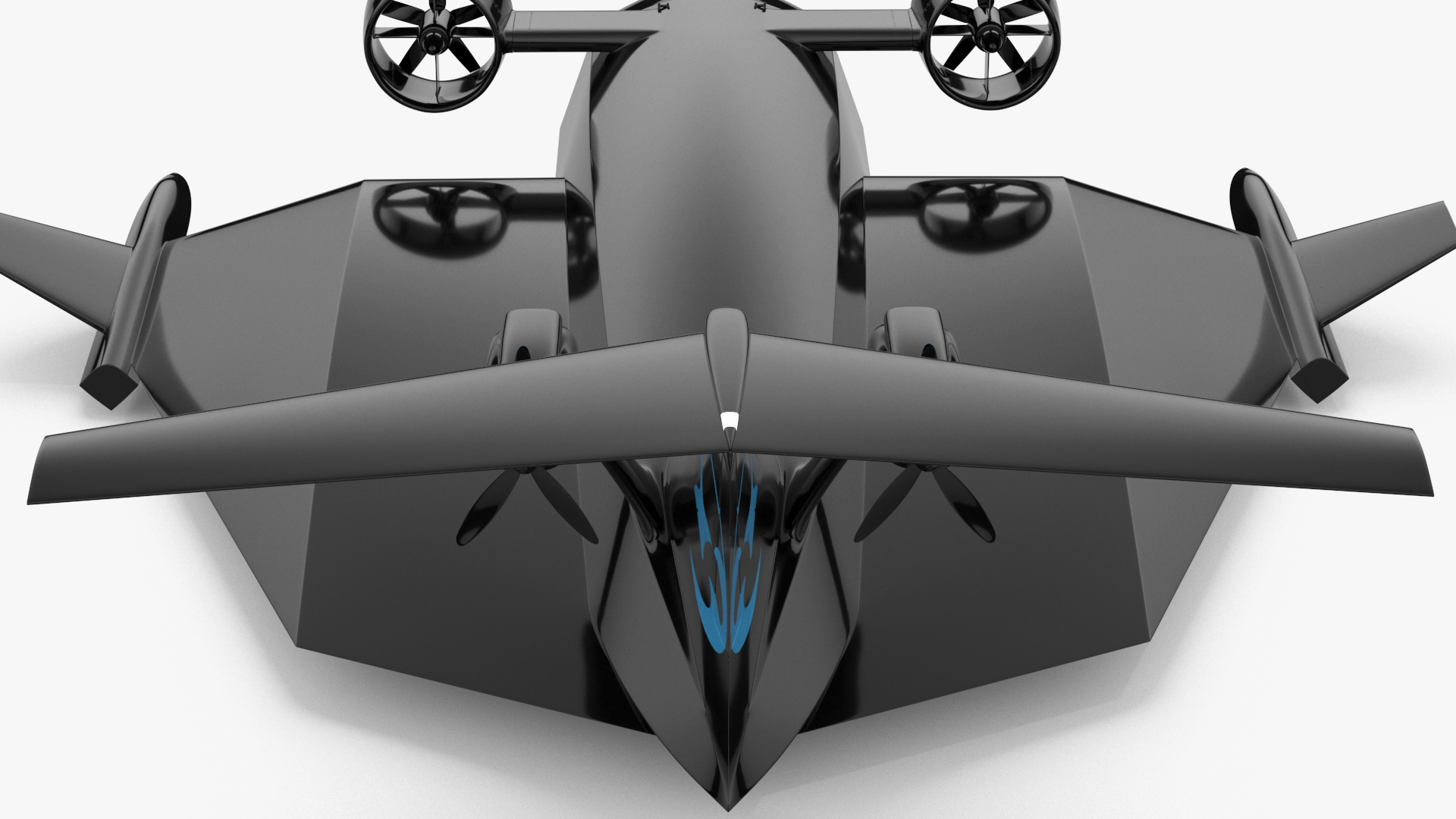 3D Flying Ship Concept Black Color