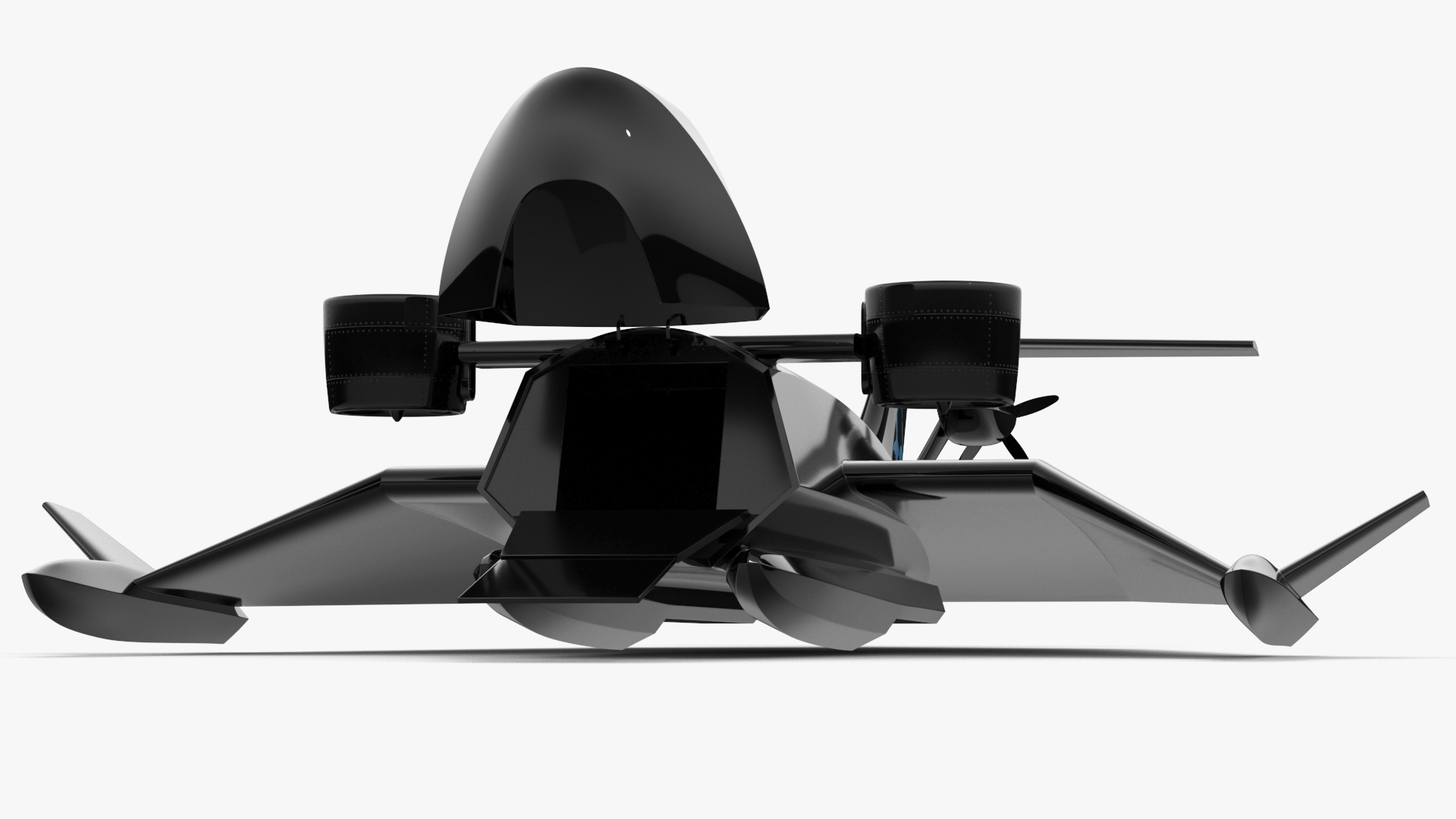 3D Flying Ship Concept Black Color