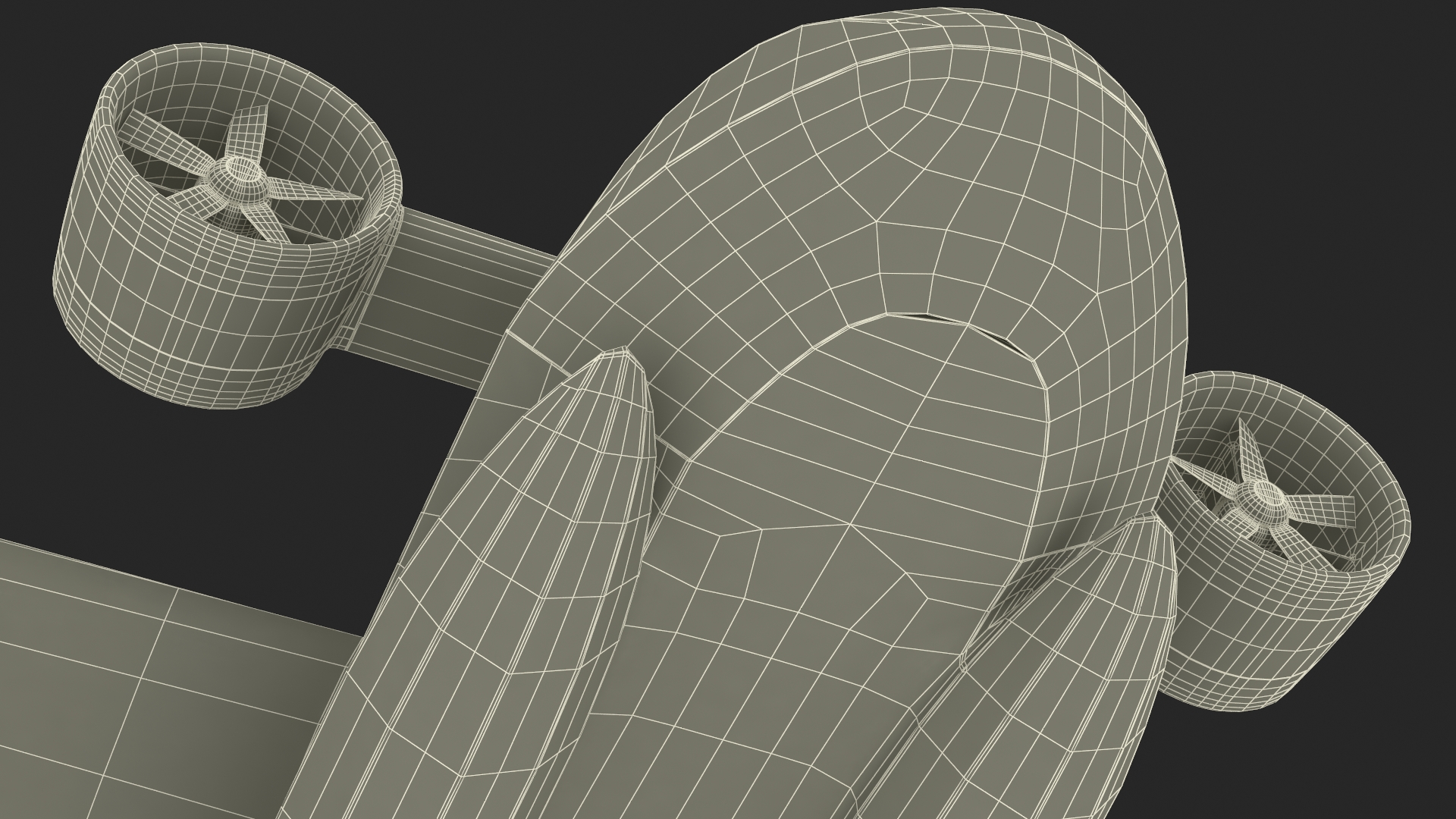 3D Flying Ship Concept Black Color