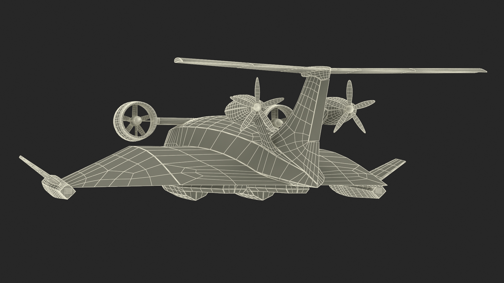 3D Flying Ship Concept Black Color