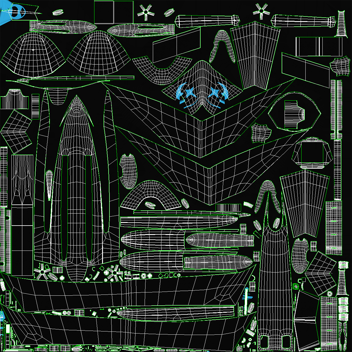 3D Flying Ship Concept Black Color