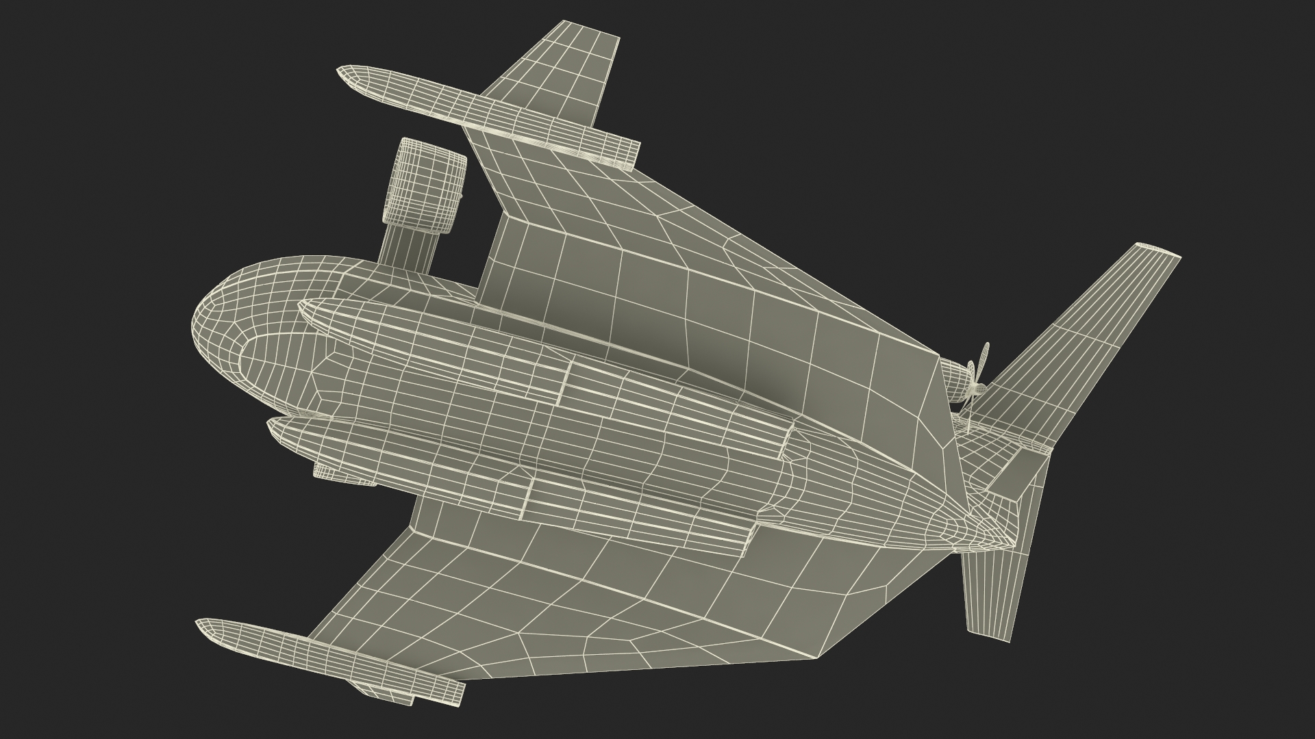 3D Flying Ship Concept Black Color