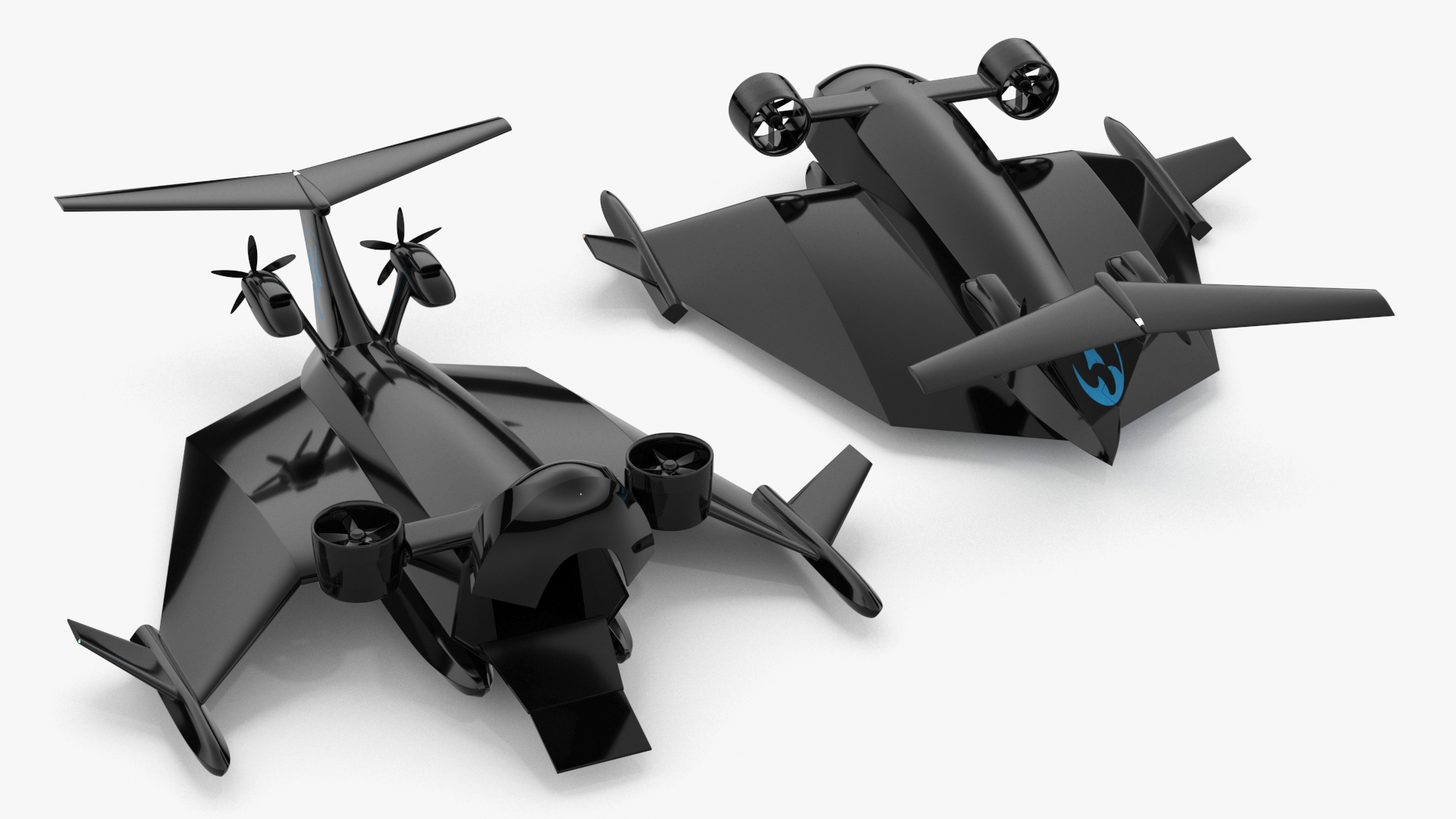 3D Flying Ship Concept Black Color