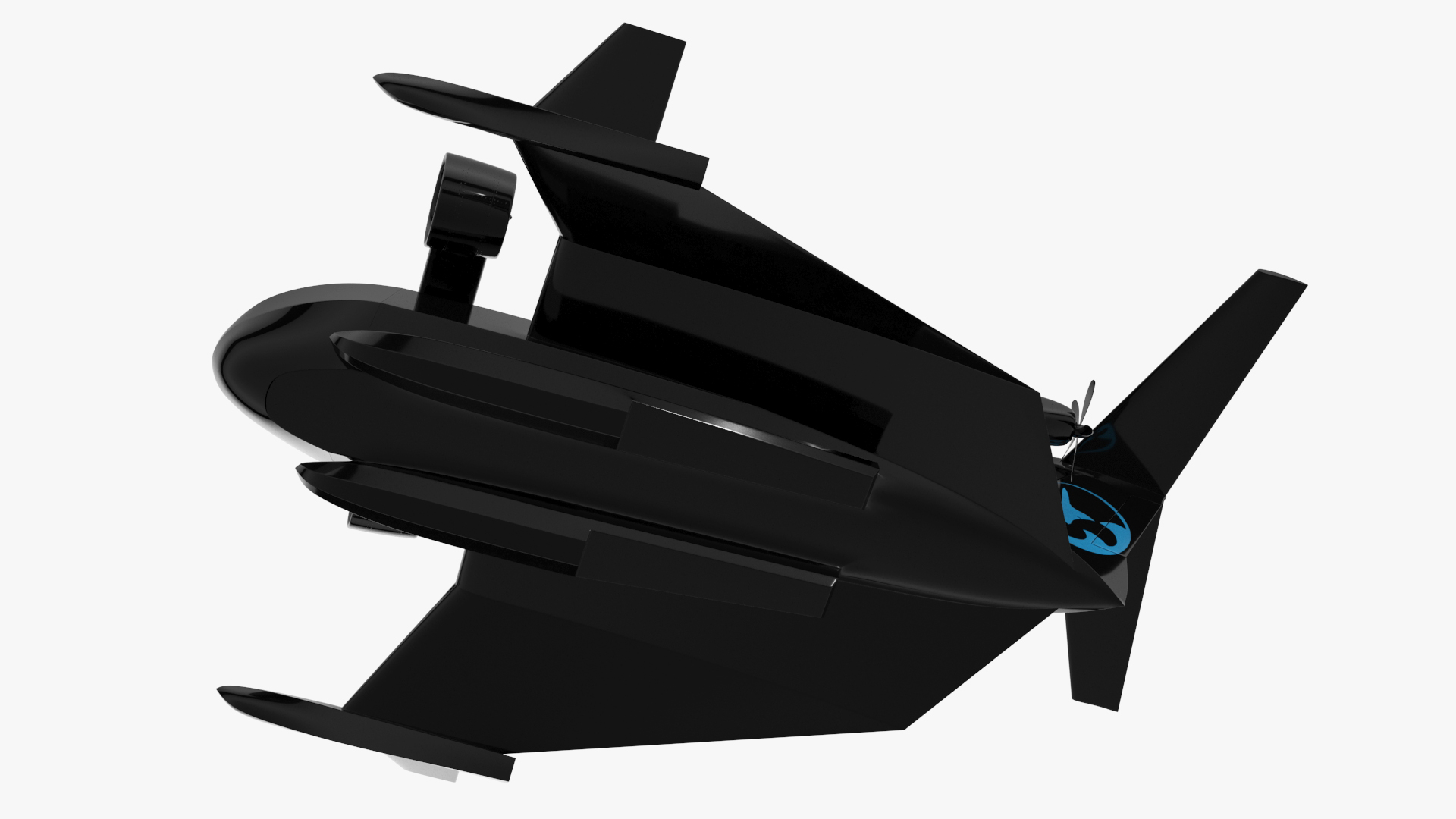 3D Flying Ship Concept Black Color