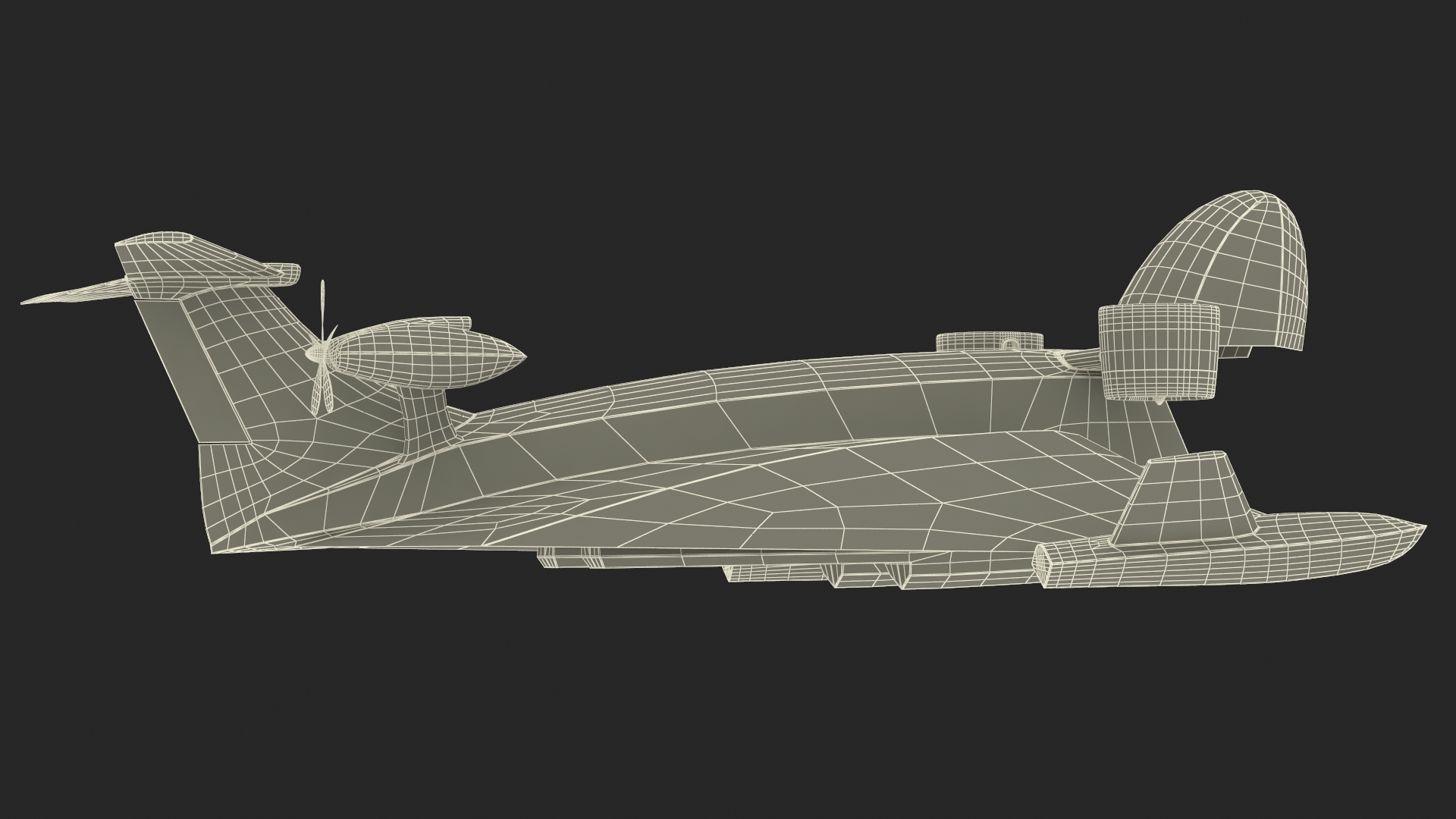 3D Flying Ship Concept Black Color