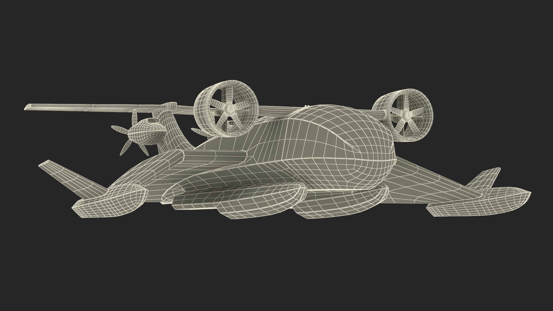 3D Flying Ship Concept Black Color