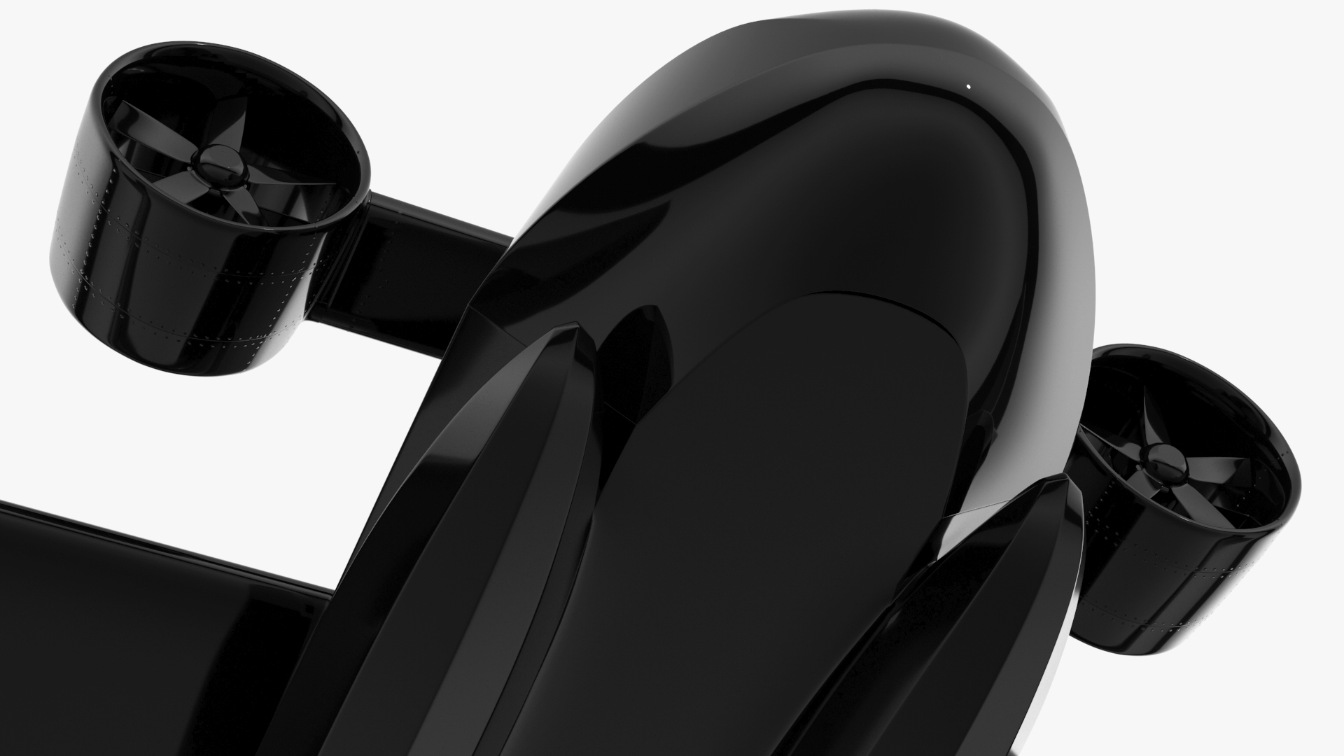 3D Flying Ship Concept Black Color