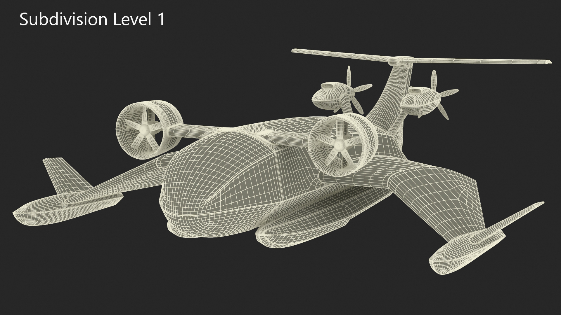 3D Flying Ship Concept Black Color