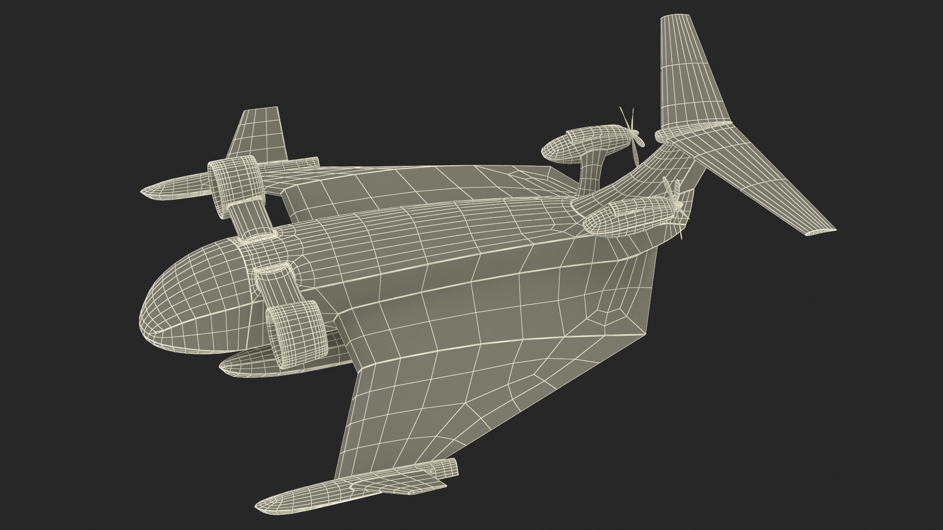 3D Flying Ship Concept Black Color