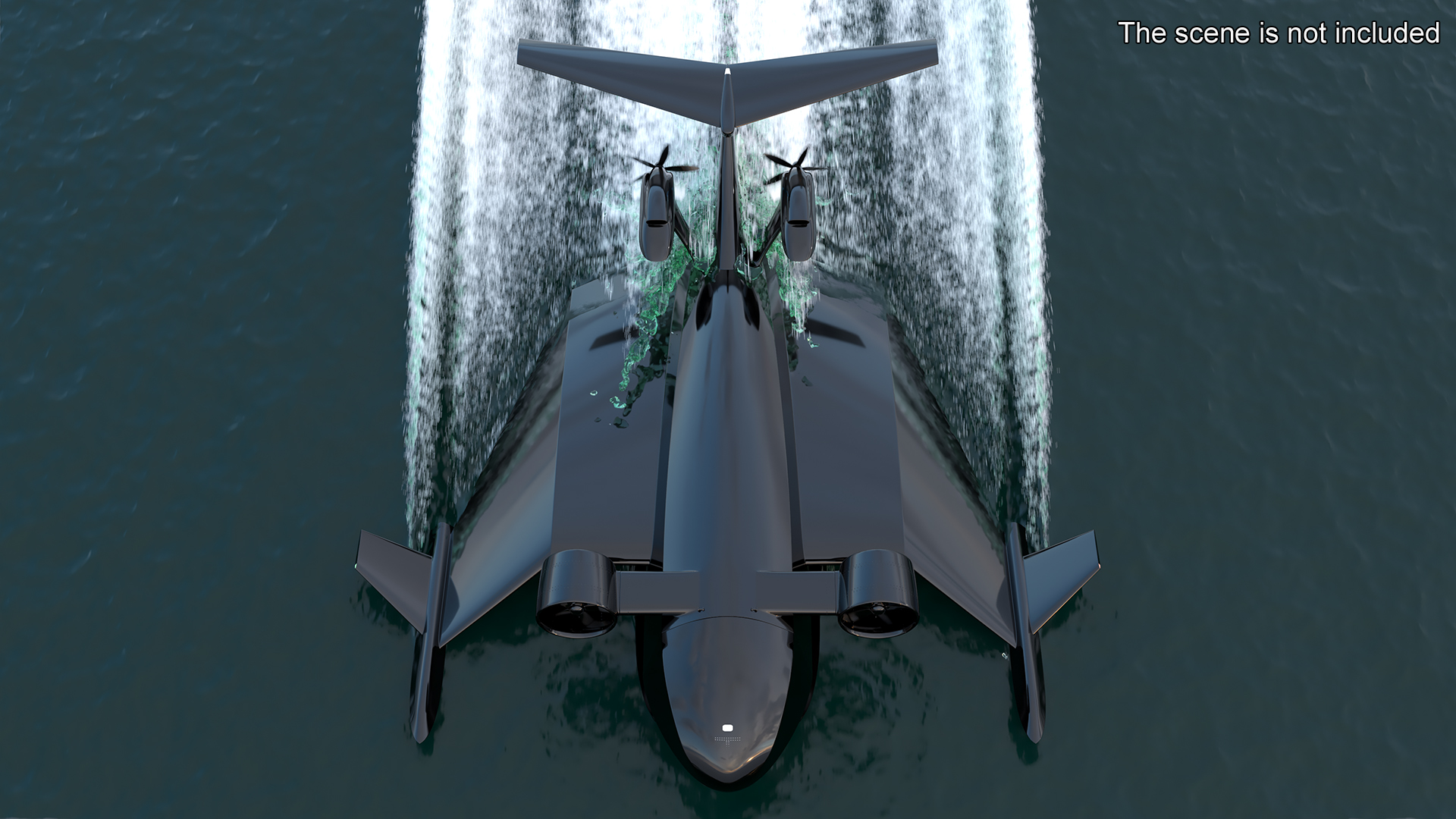 3D Flying Ship Concept Black Color
