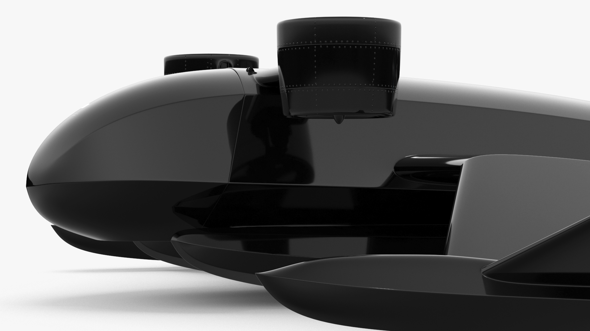 3D Flying Ship Concept Black Color