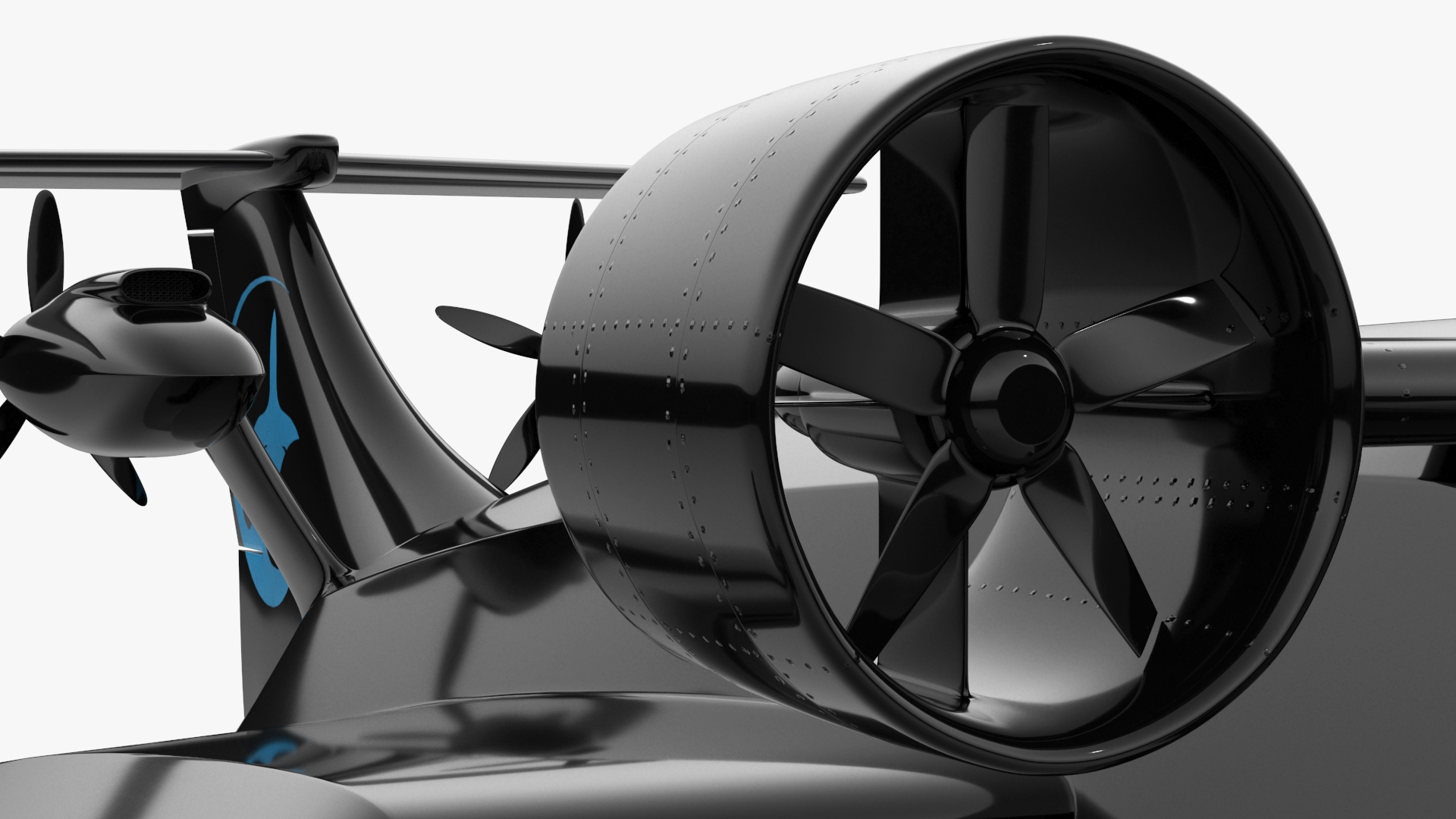 3D Flying Ship Concept Black Color