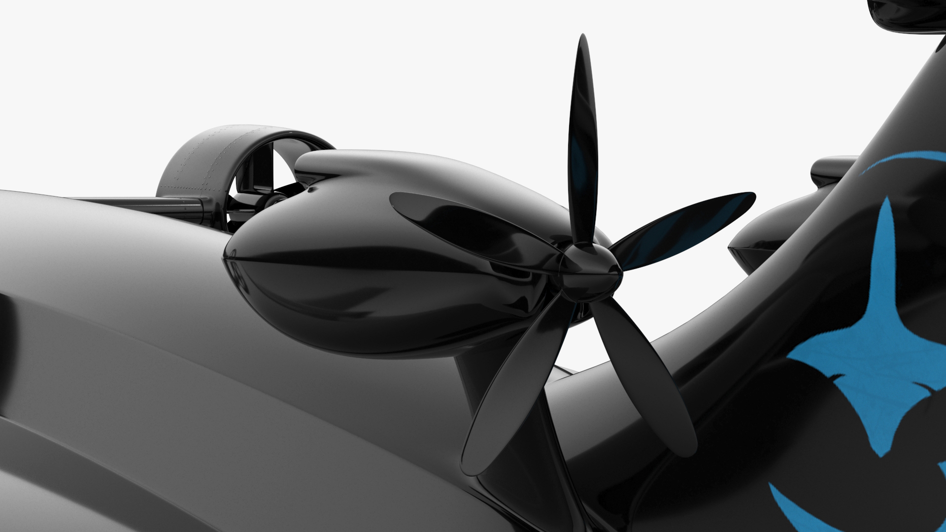 3D Flying Ship Concept Black Color