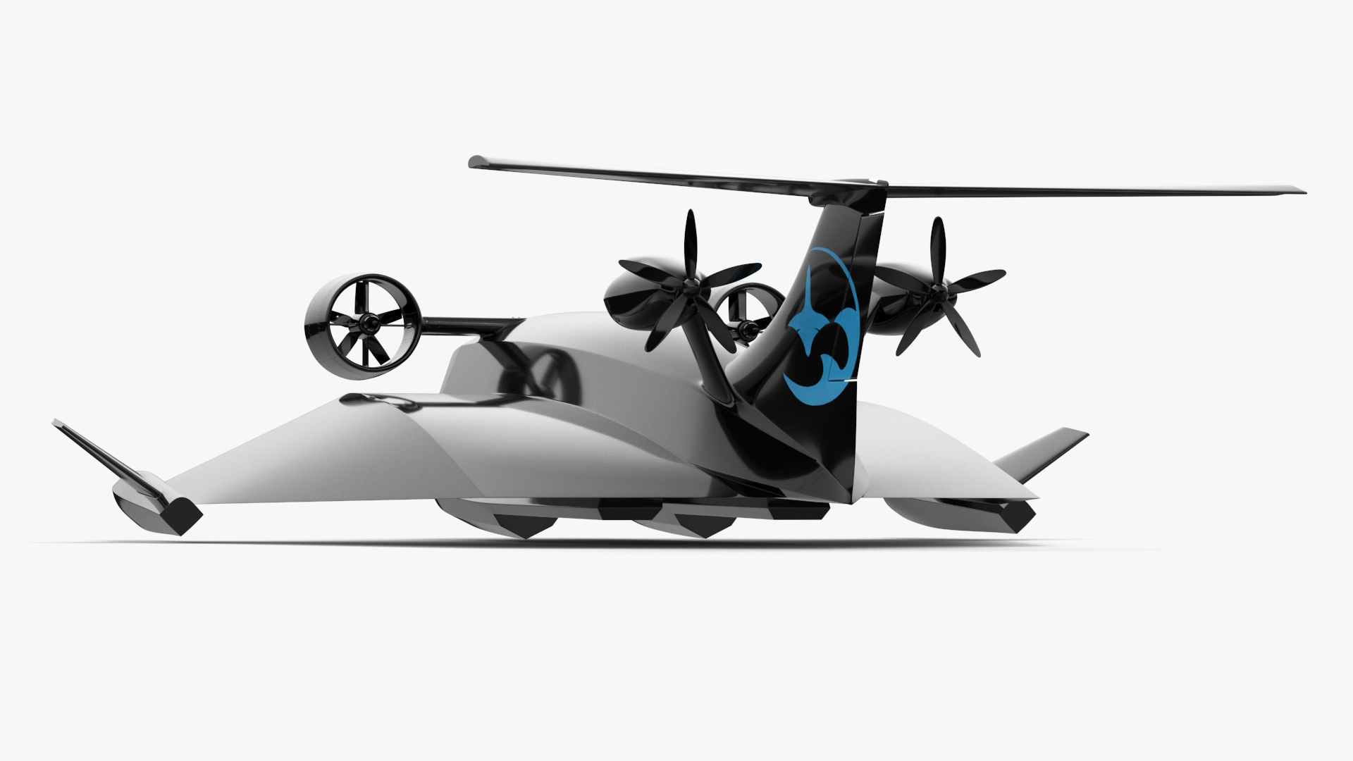 3D Flying Ship Concept Black Color