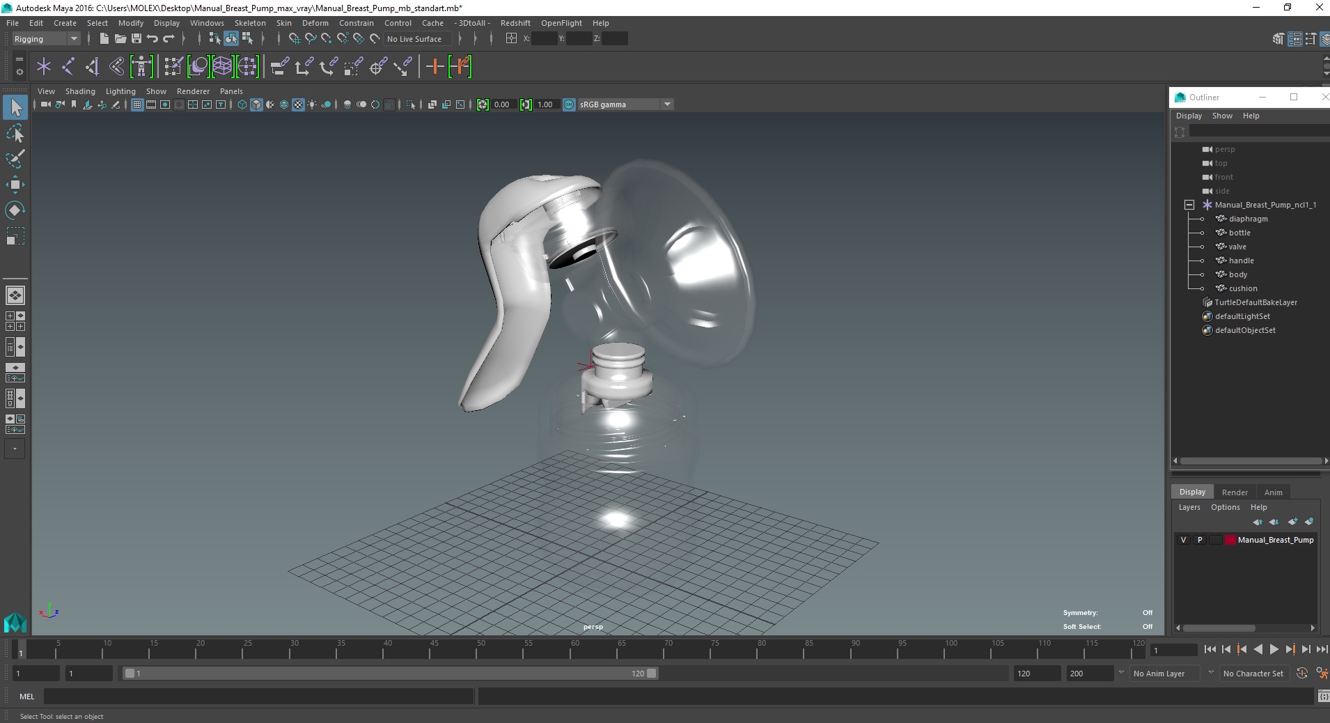 3D Manual Breast Pump model