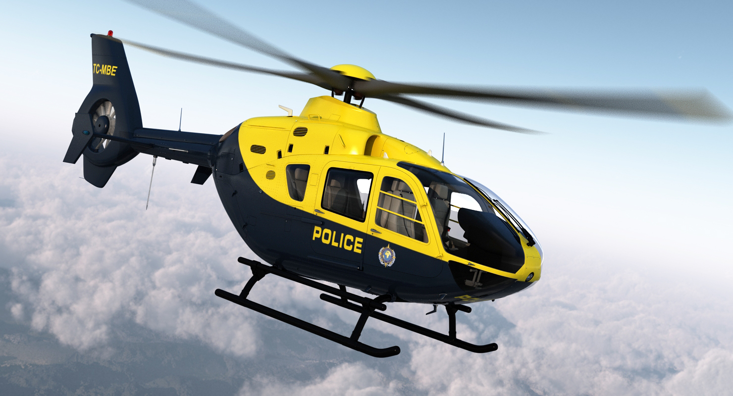 3D Police Eurocopter EC 135 Rigged