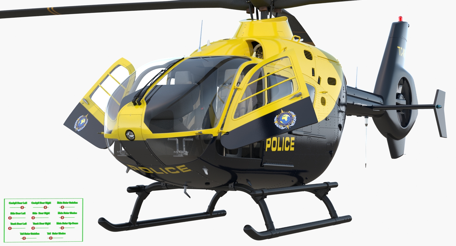 3D Police Eurocopter EC 135 Rigged