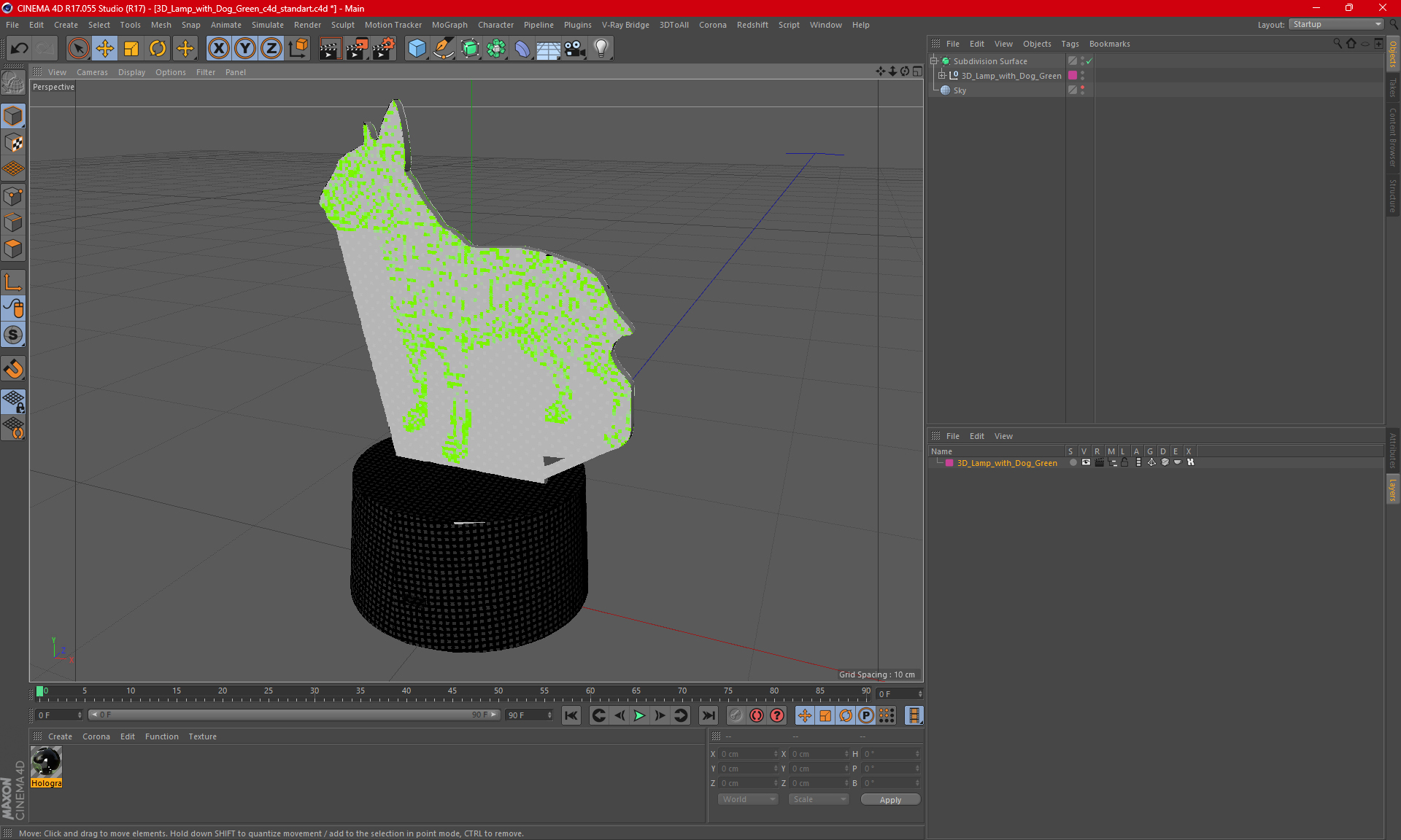 3D Lamp with Dog Green 3D