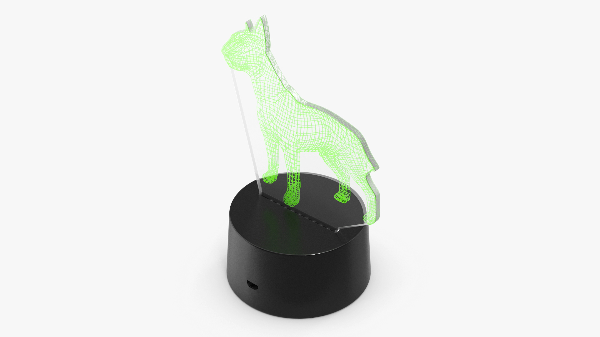 3D Lamp with Dog Green 3D
