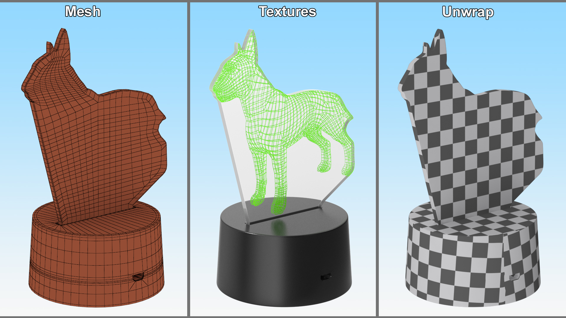 3D Lamp with Dog Green 3D