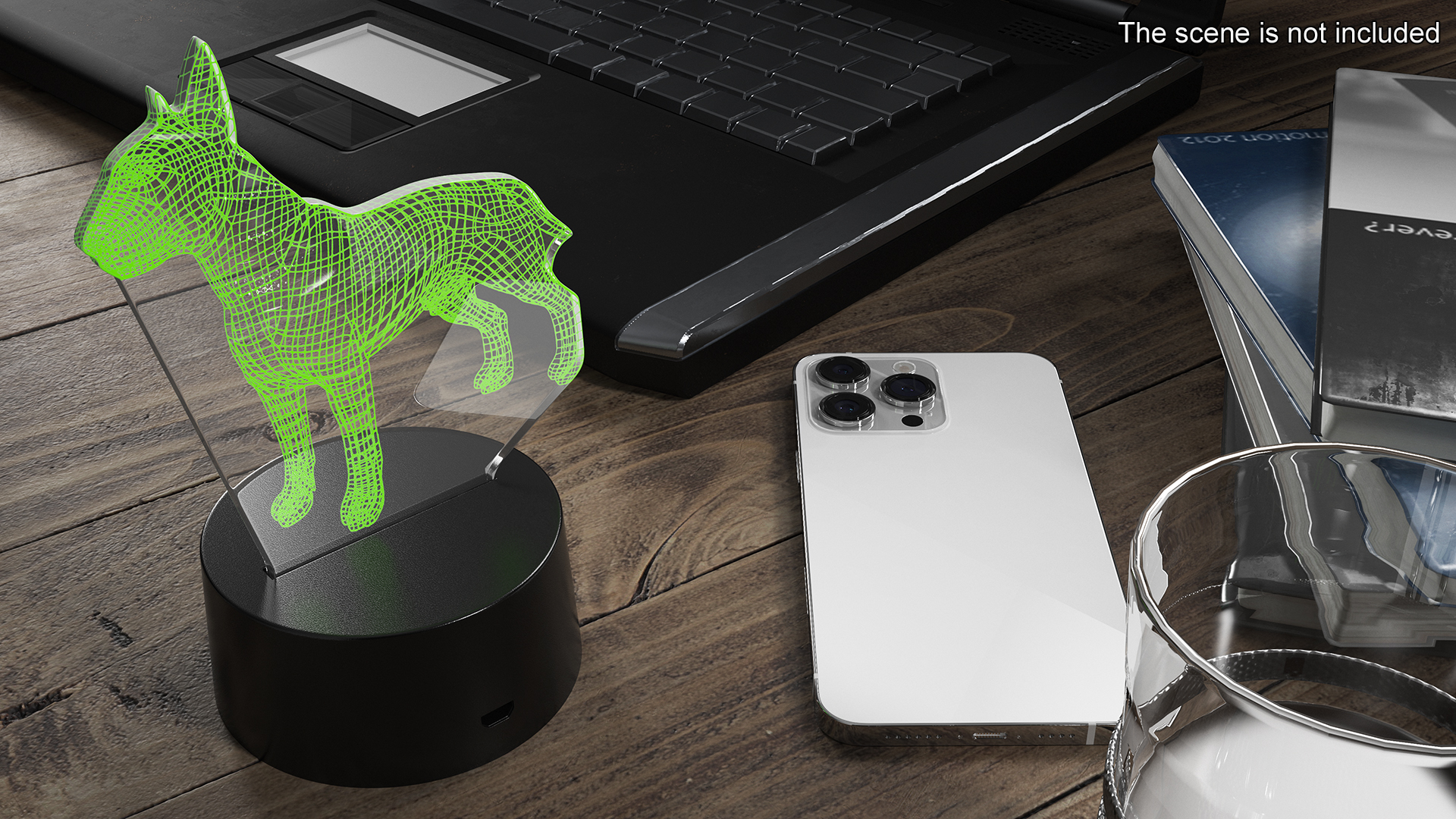 3D Lamp with Dog Green 3D