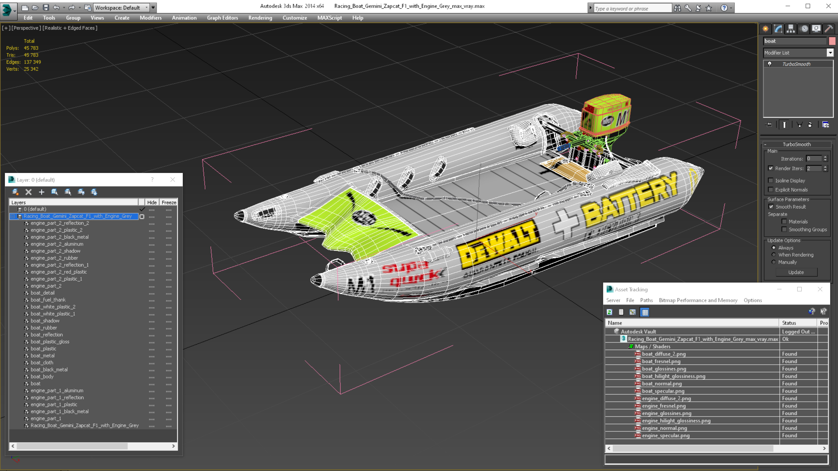 3D model Racing Boat Gemini Zapcat F1 with Engine Grey
