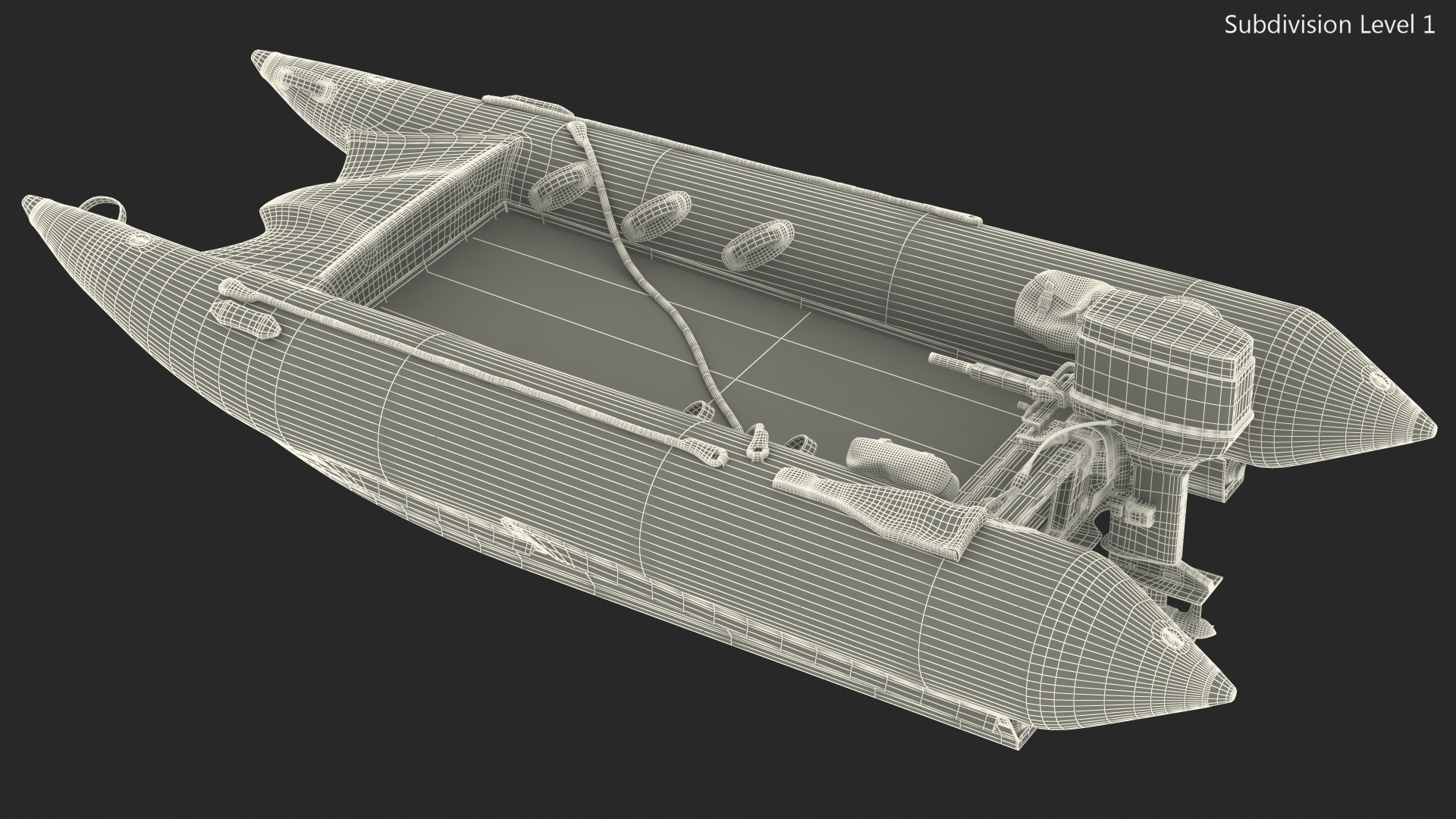 3D model Racing Boat Gemini Zapcat F1 with Engine Grey