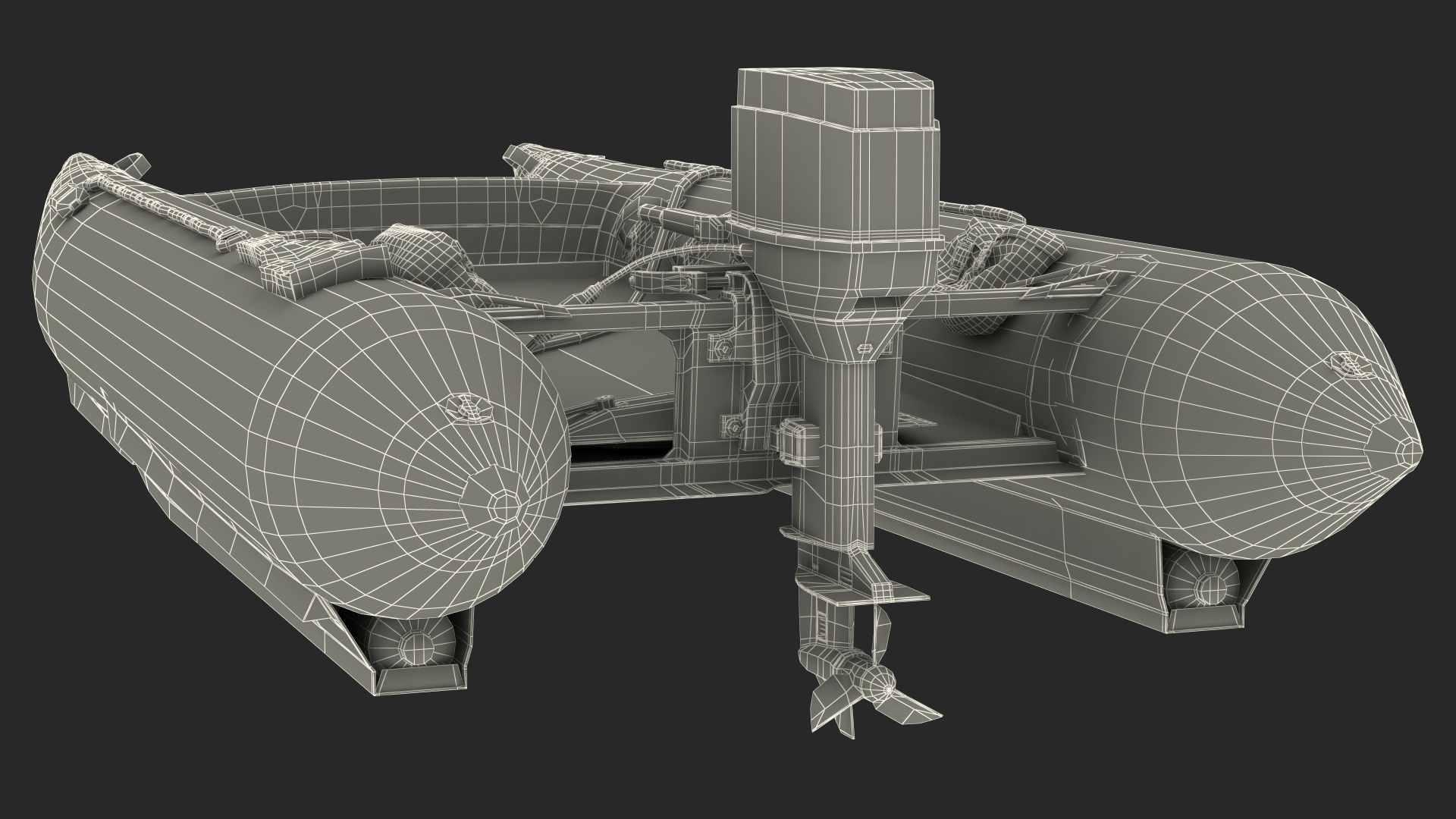 3D model Racing Boat Gemini Zapcat F1 with Engine Grey