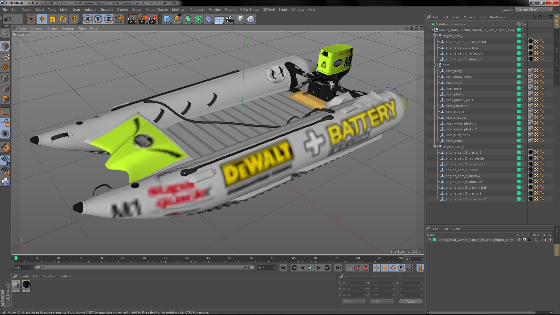 3D model Racing Boat Gemini Zapcat F1 with Engine Grey