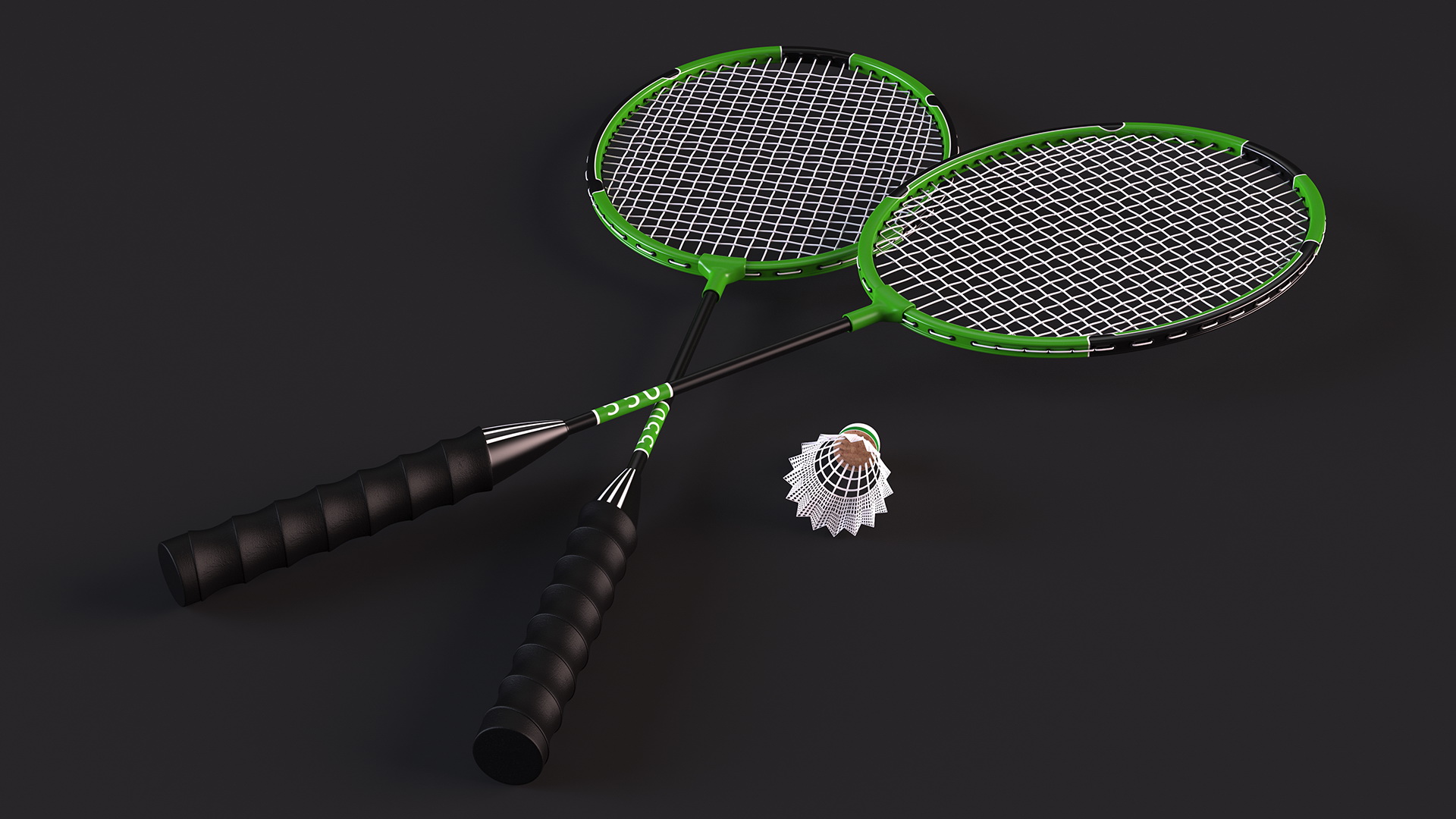 3D Classic Badminton Rackets with Plastic Shuttlecock Green