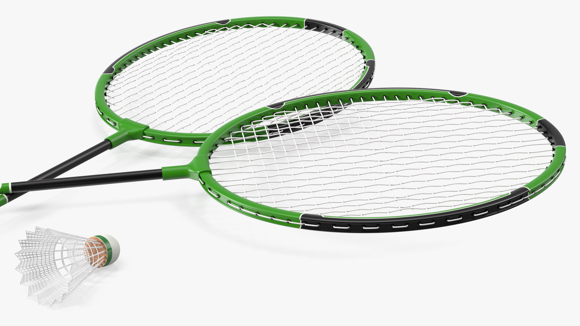 3D Classic Badminton Rackets with Plastic Shuttlecock Green