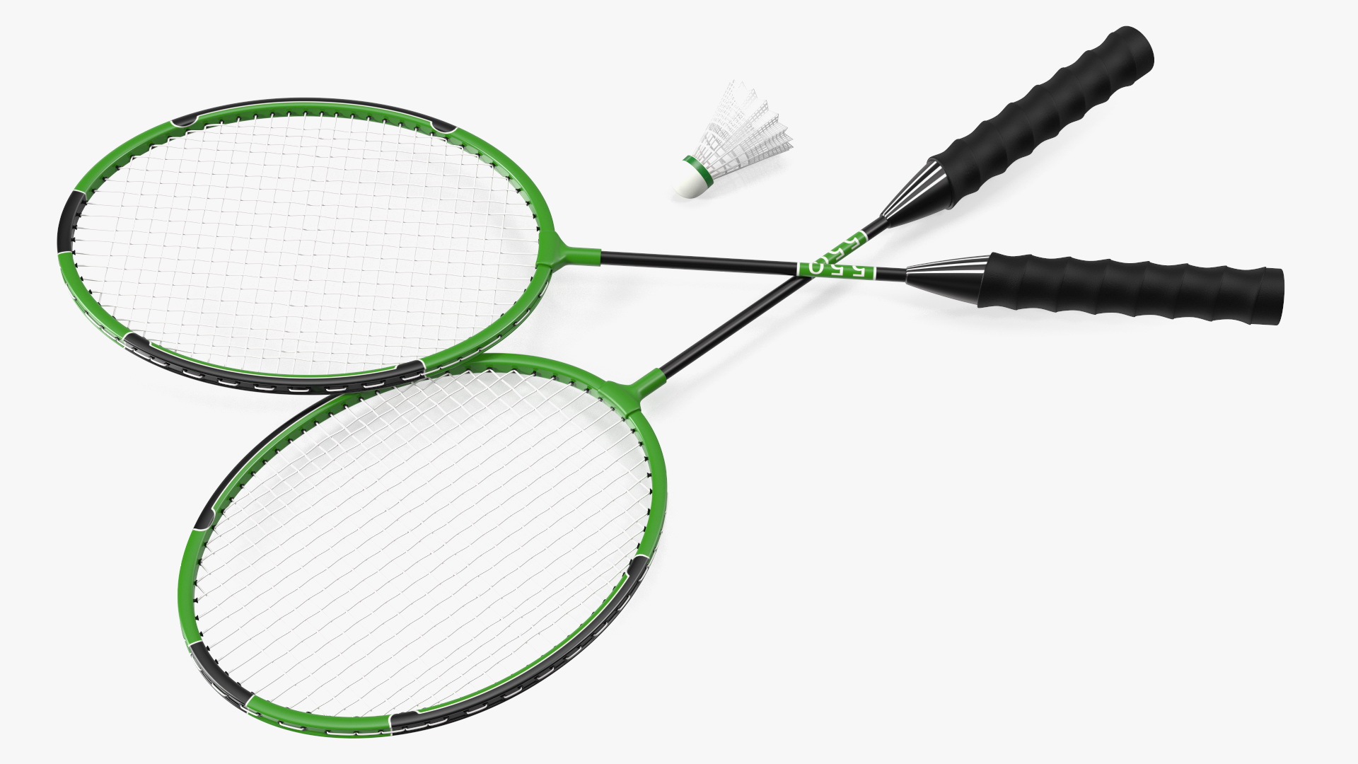 3D Classic Badminton Rackets with Plastic Shuttlecock Green