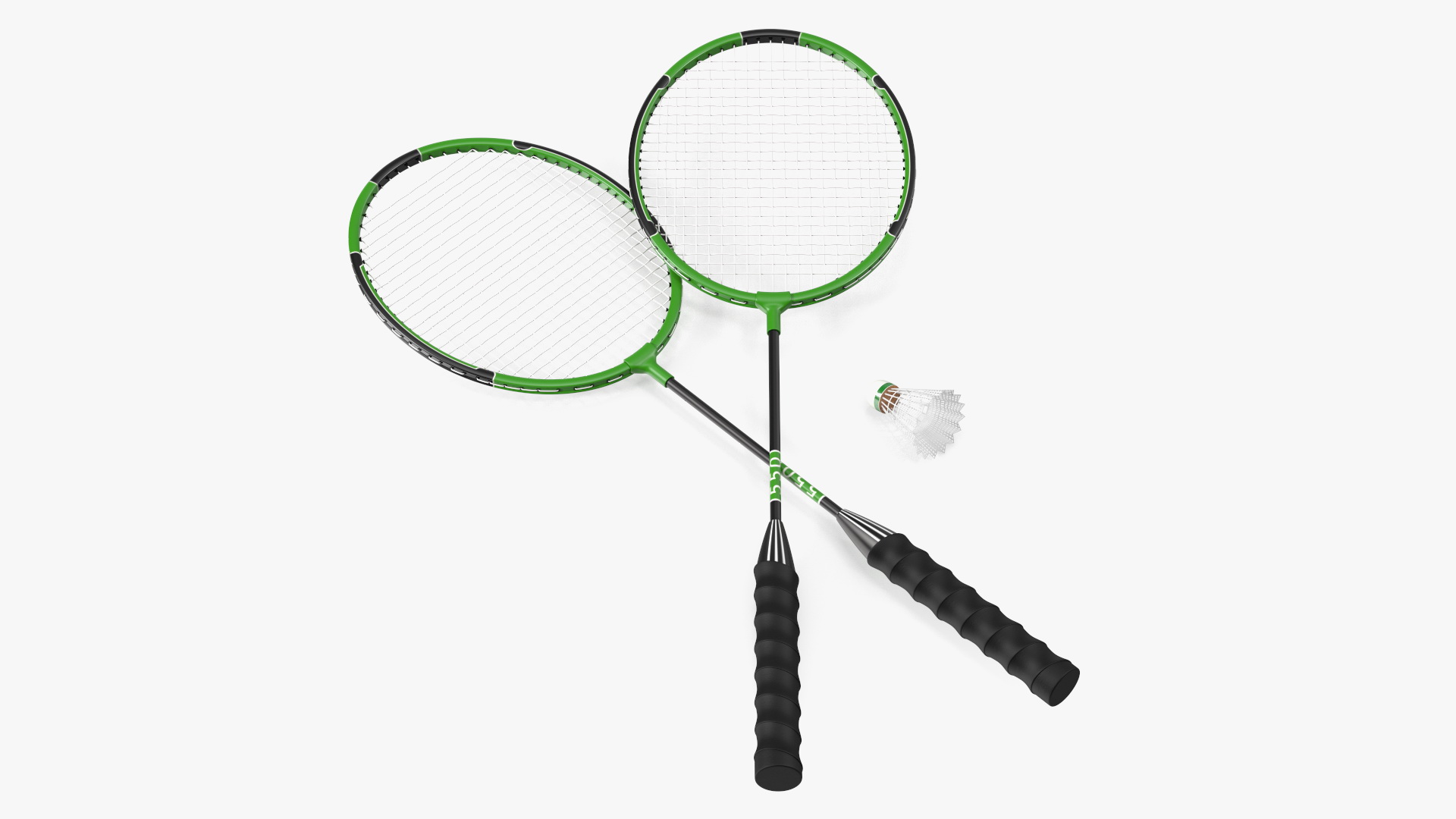 3D Classic Badminton Rackets with Plastic Shuttlecock Green