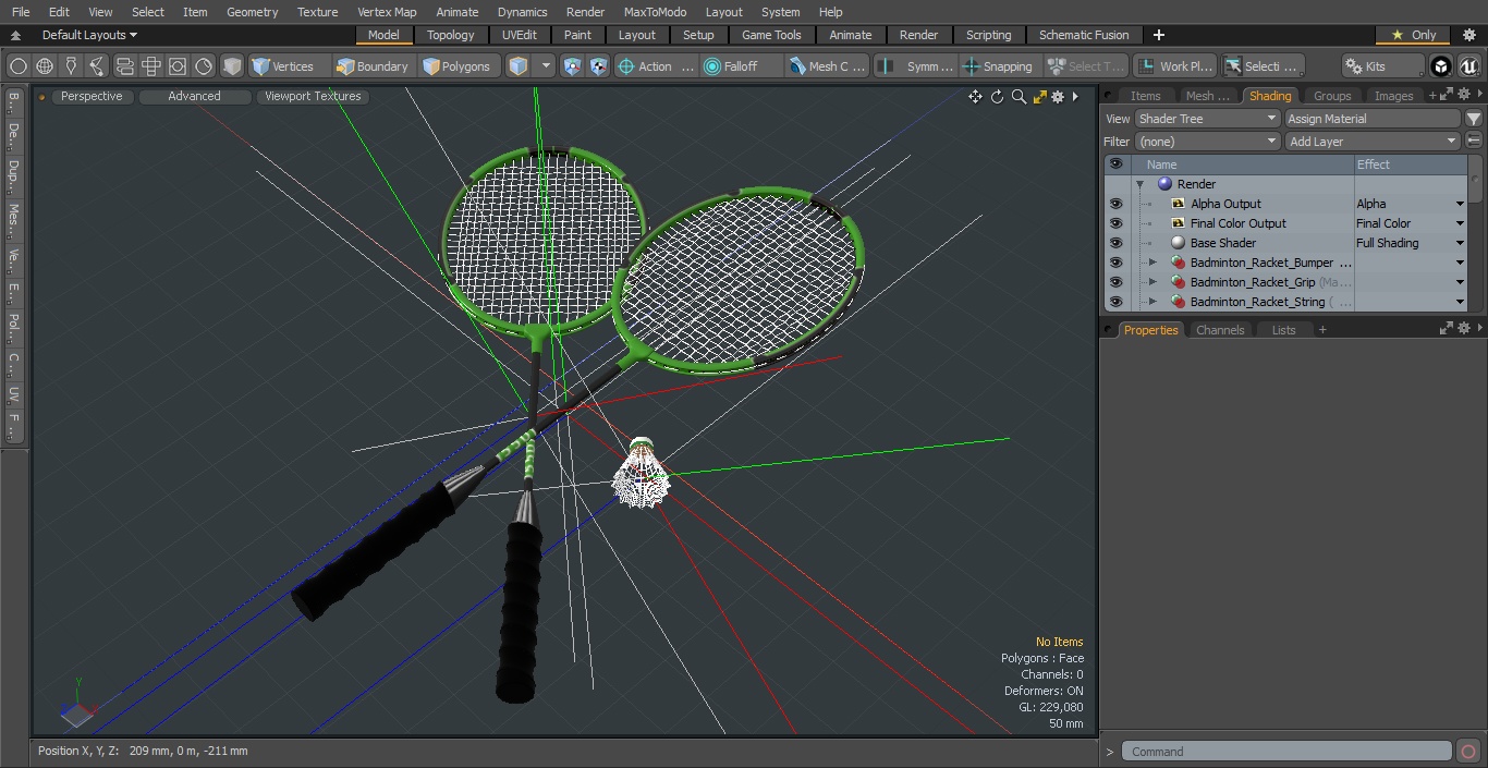 3D Classic Badminton Rackets with Plastic Shuttlecock Green
