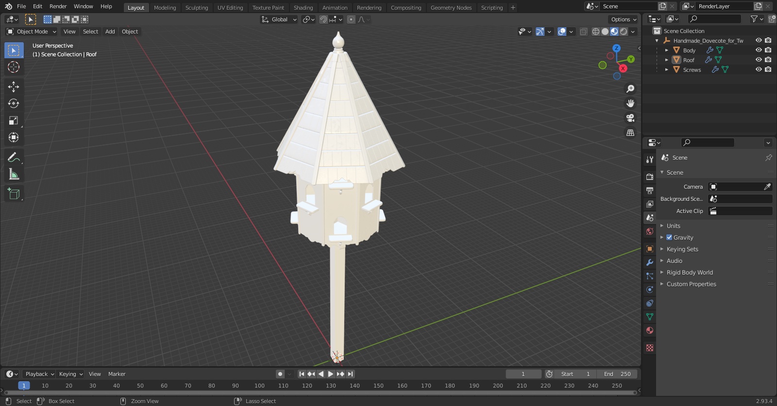 3D model Handmade Dovecote for Twelve Nests White