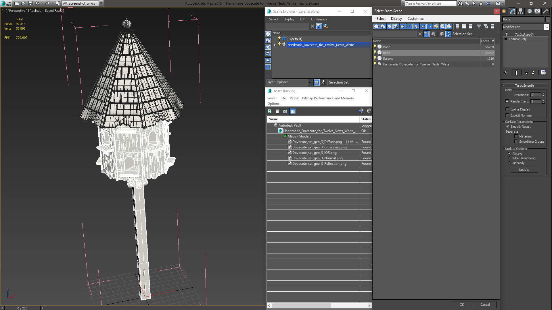 3D model Handmade Dovecote for Twelve Nests White
