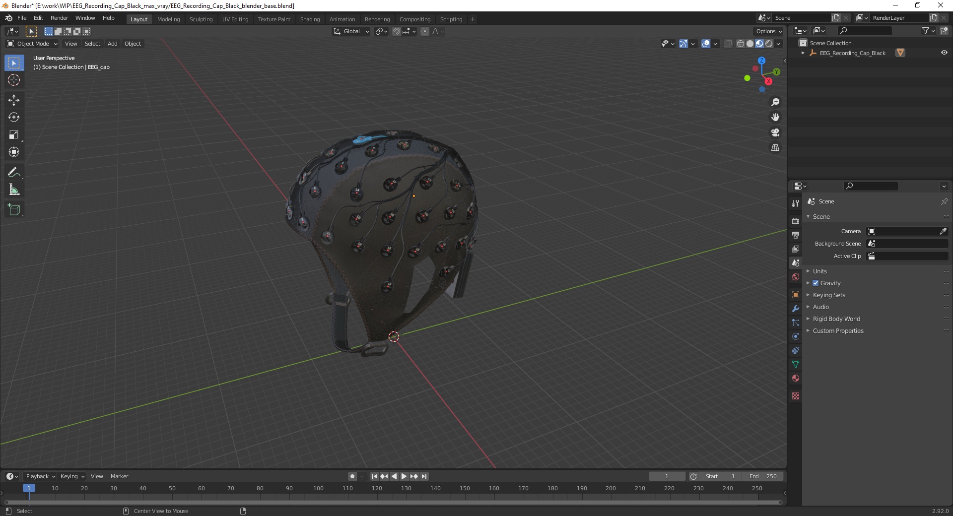 3D EEG Recording Cap Black model