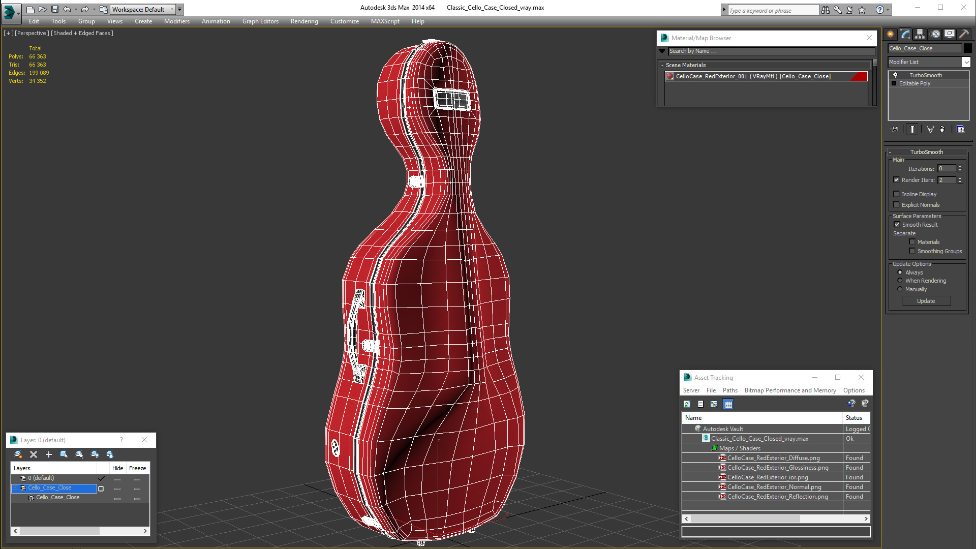 3D model Classic Cello Case Closed