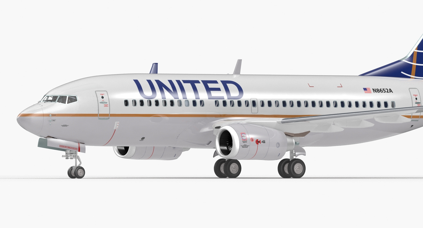 Boeing 737 700 with Interior United Airlines 3D model
