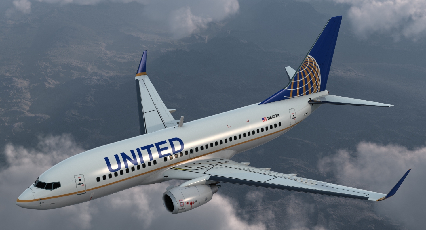 Boeing 737 700 with Interior United Airlines 3D model