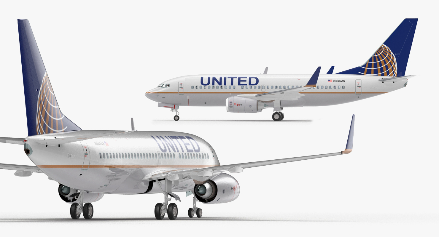 Boeing 737 700 with Interior United Airlines 3D model