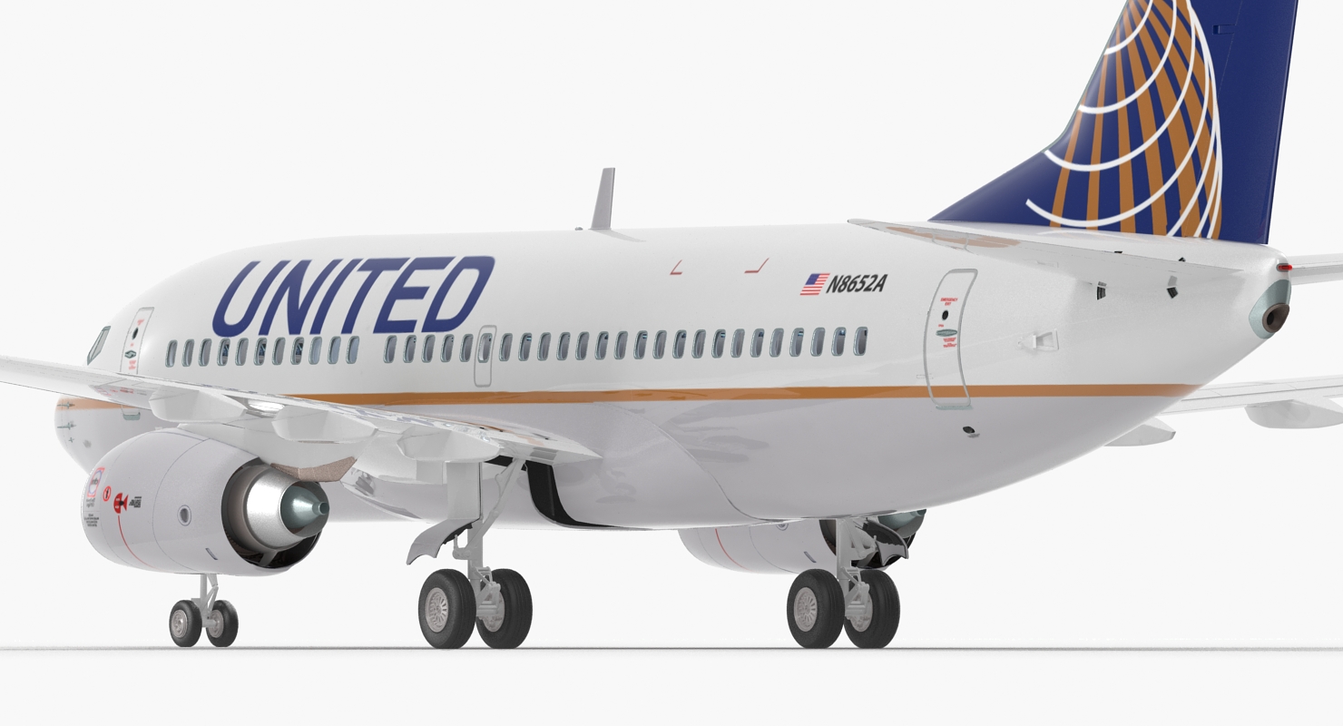 Boeing 737 700 with Interior United Airlines 3D model