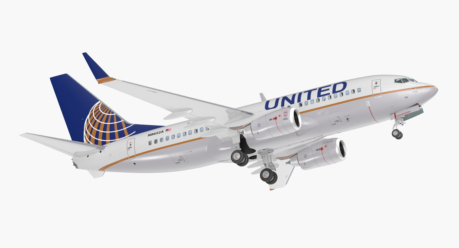 Boeing 737 700 with Interior United Airlines 3D model