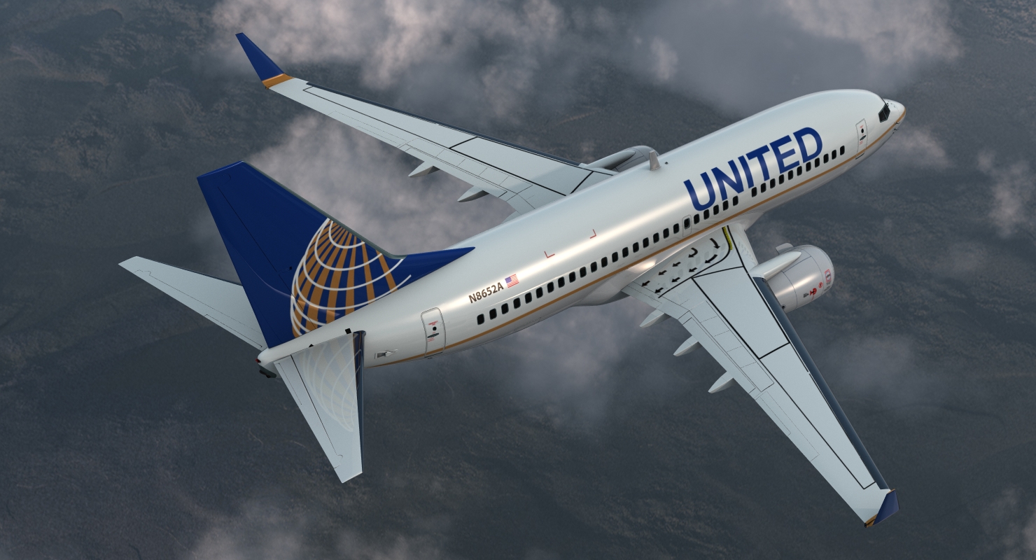 Boeing 737 700 with Interior United Airlines 3D model