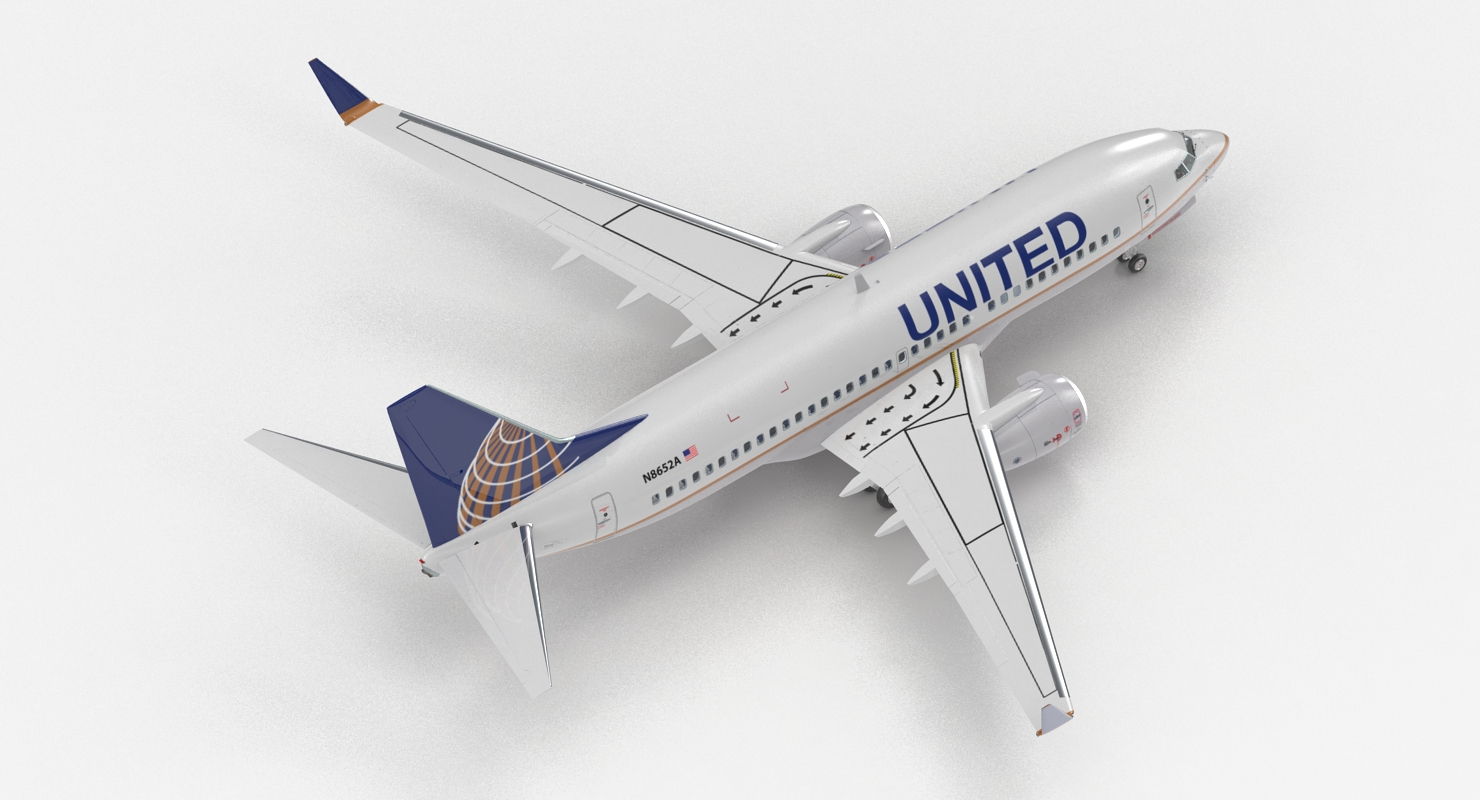 Boeing 737 700 with Interior United Airlines 3D model