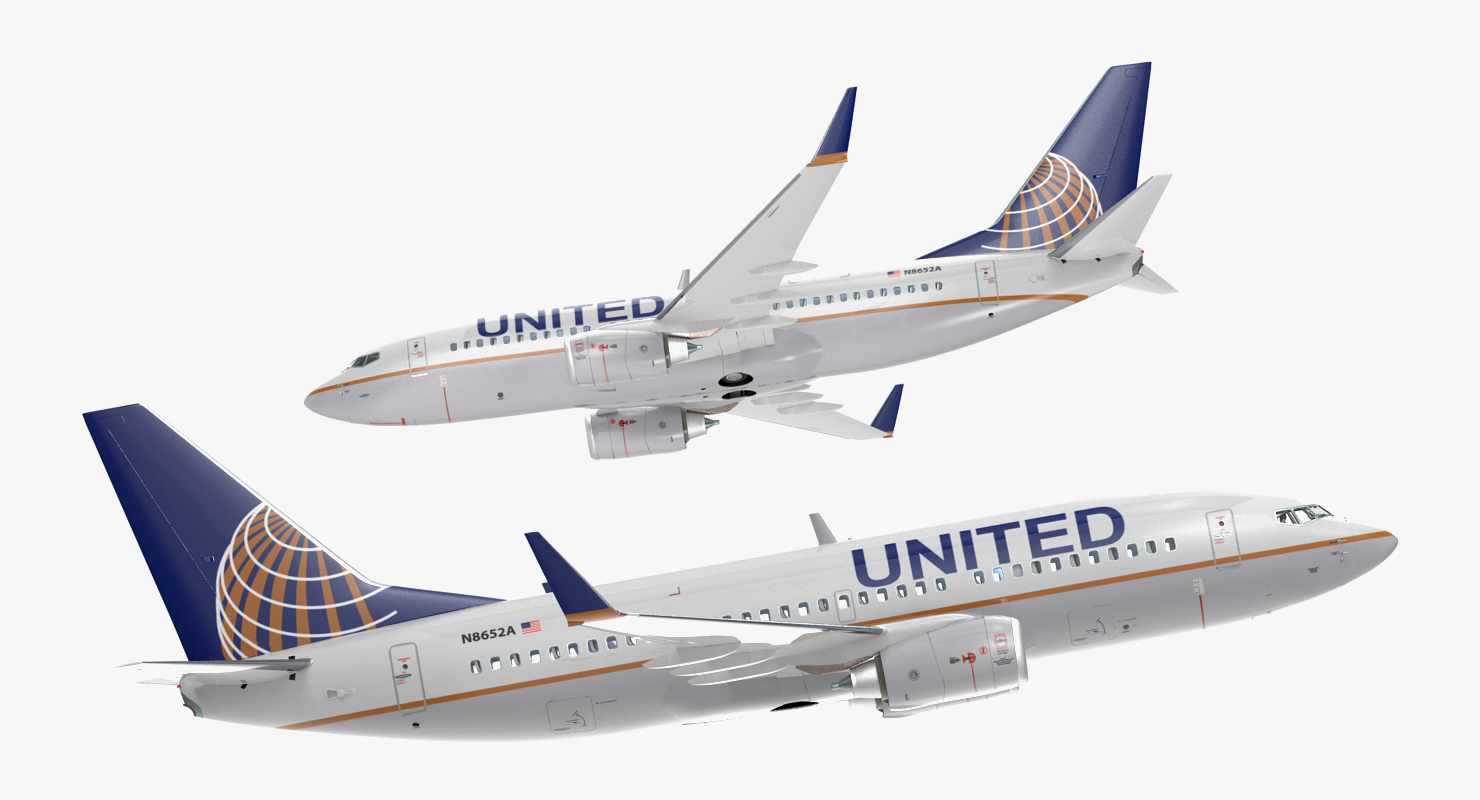 Boeing 737 700 with Interior United Airlines 3D model