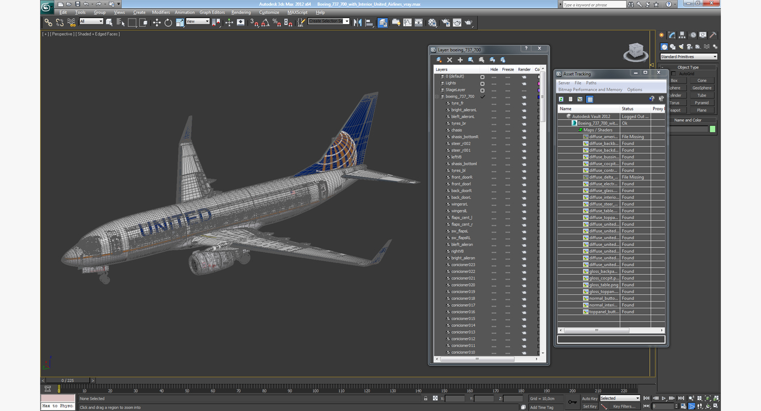 Boeing 737 700 with Interior United Airlines 3D model